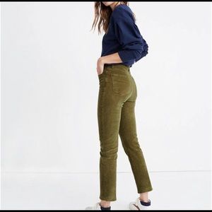 Madewell Olive Corduroy Straight Leg Jean